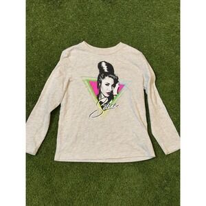 Selena Quintanilla Kids Girls Medium Long Sleeve Gray Graphic Shirt Como La Flor